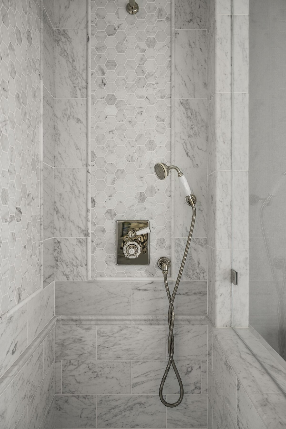 candra lynn interiors ocean port project large walkin shower with marble tile