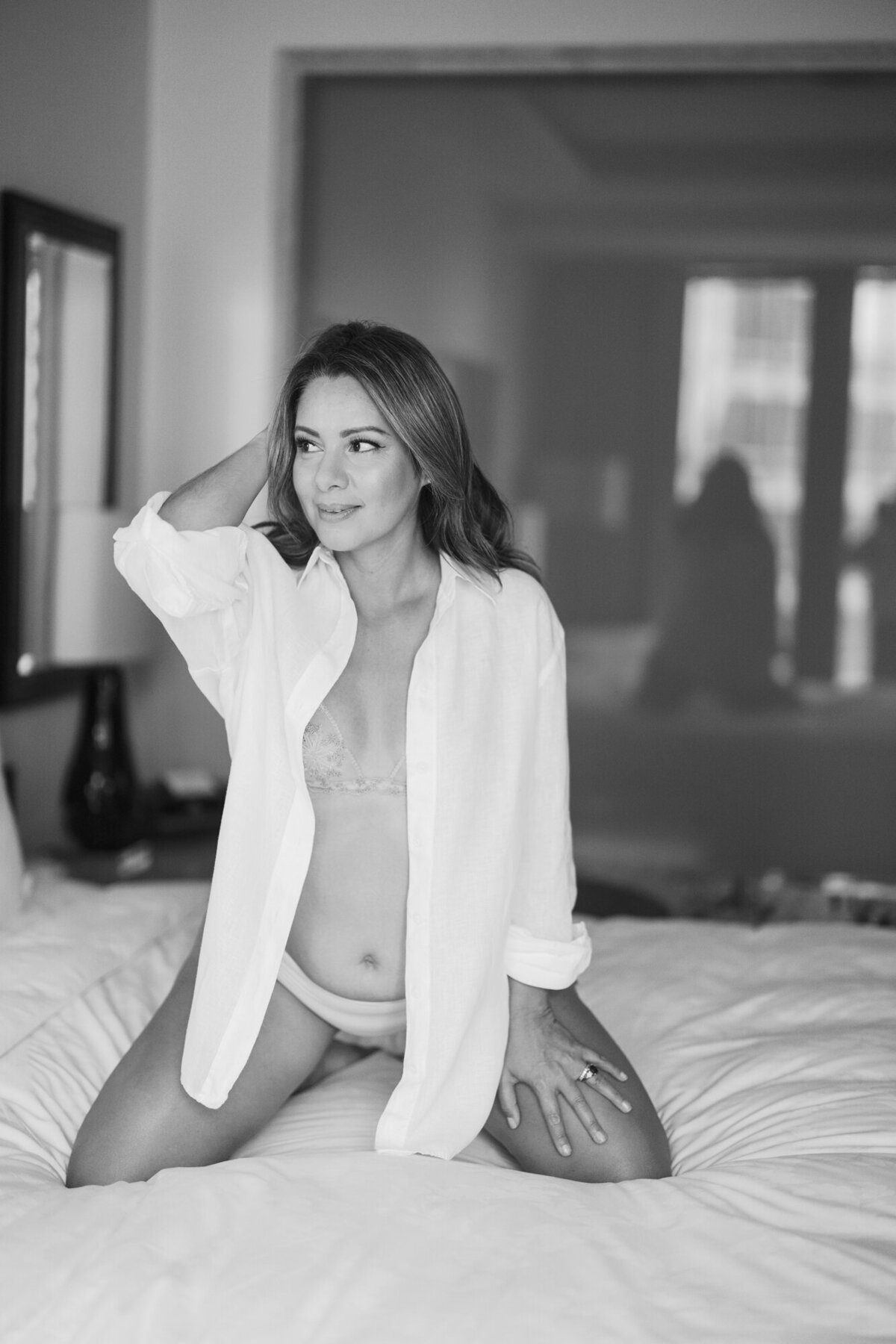 A sultry boudoir photo taken at the Langham in downtown Chicago