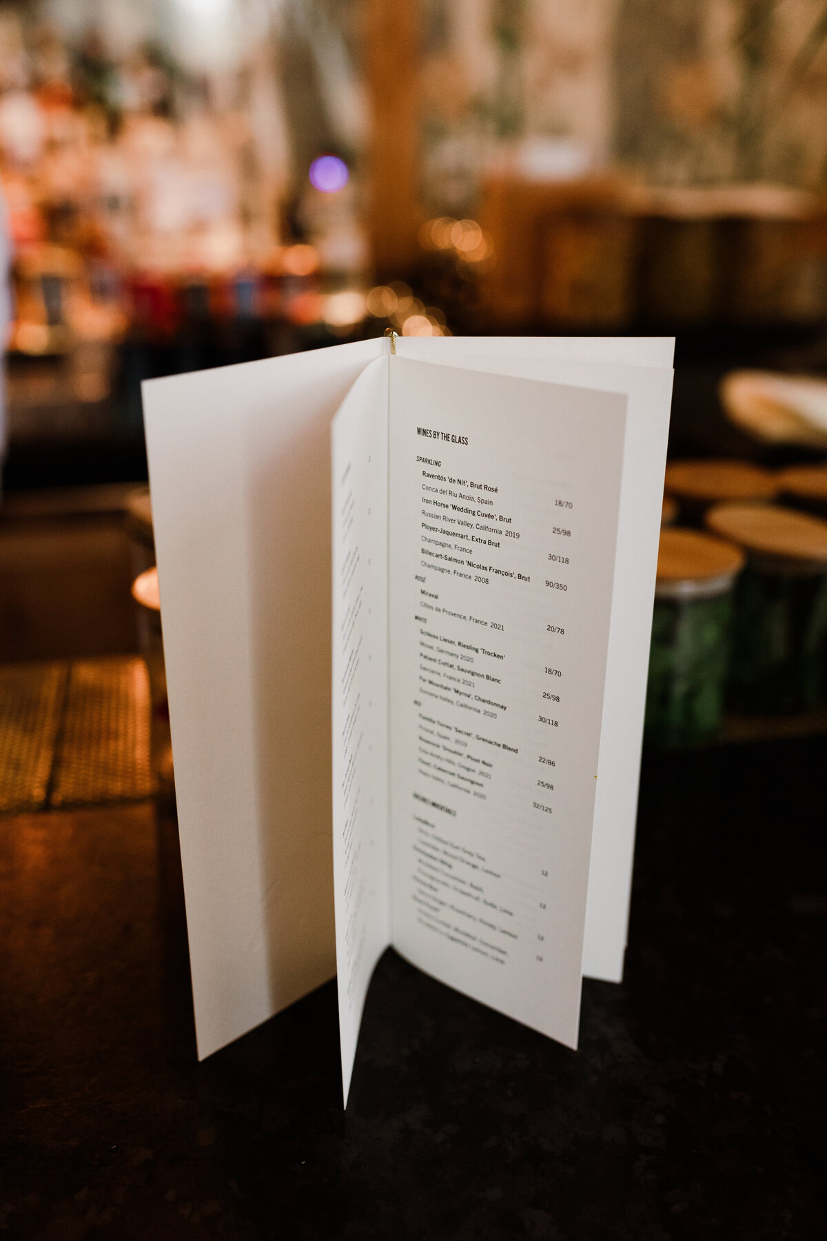 Menu shown open on table  at The Proper Hotel Austin