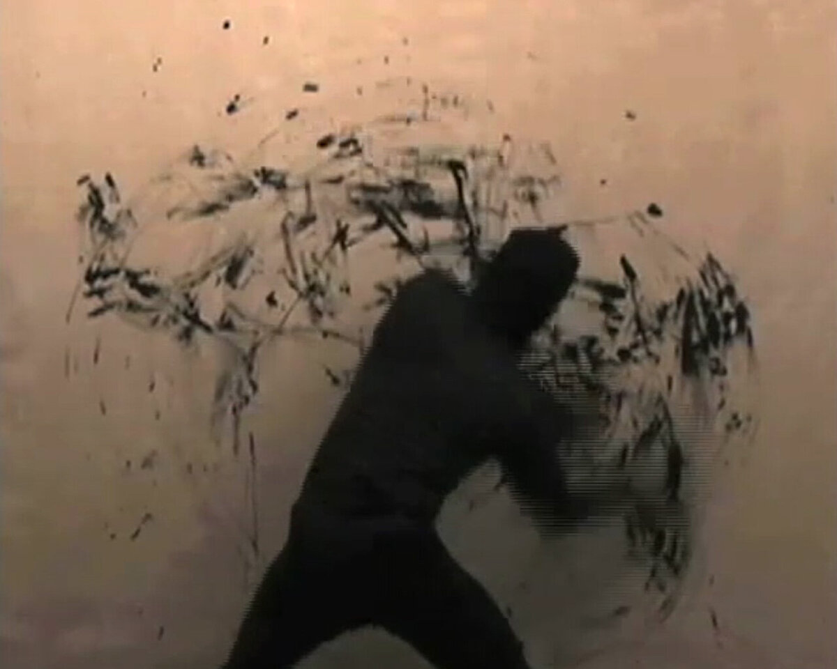 Brent Ray Fraser Abstract Finger Painting Self Portrait Performance in Silo 2005
