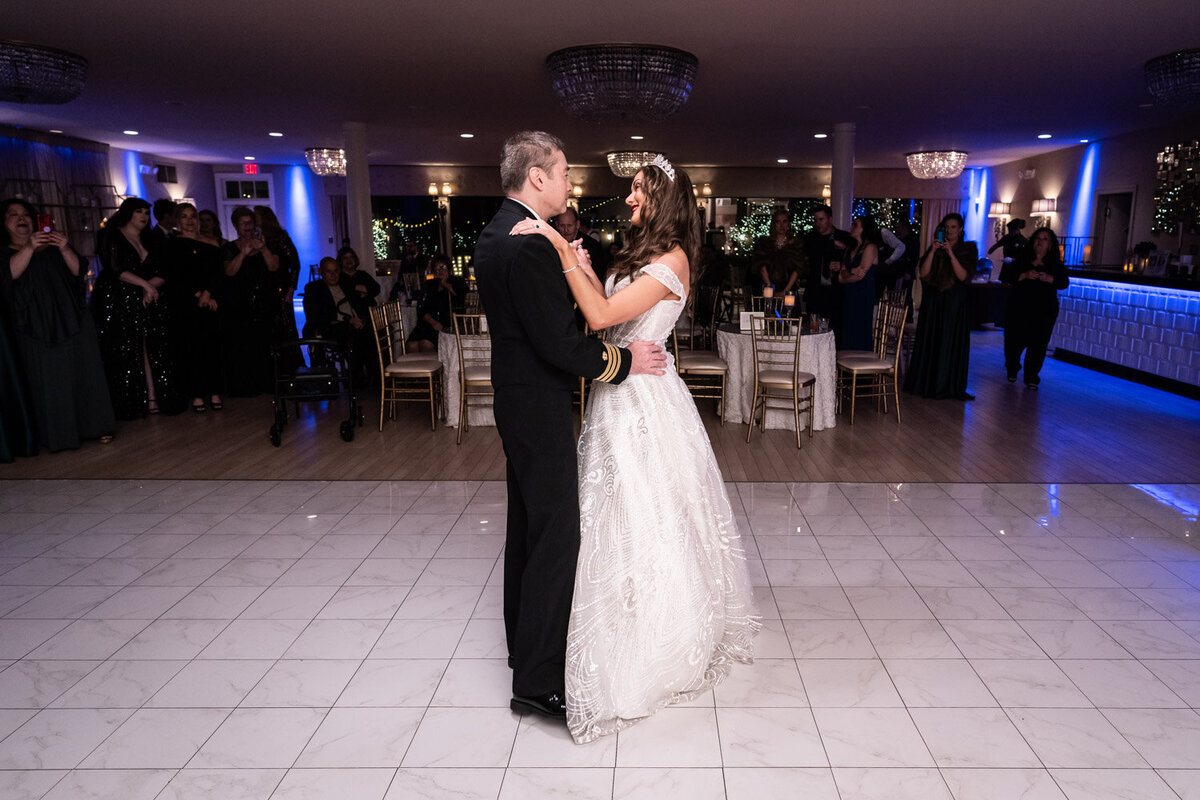 Bride and groom have their first dance at Southern Oaks reception