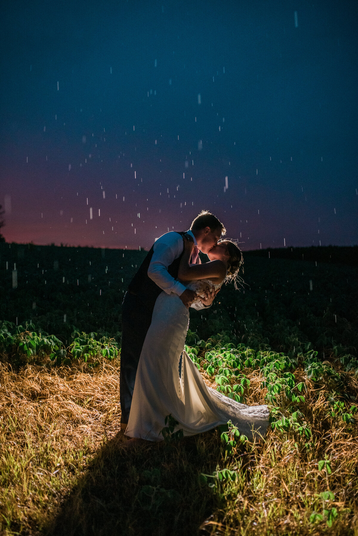 bride and groom night portrait at pine ridge farm maryland wedding venue maryland photographer