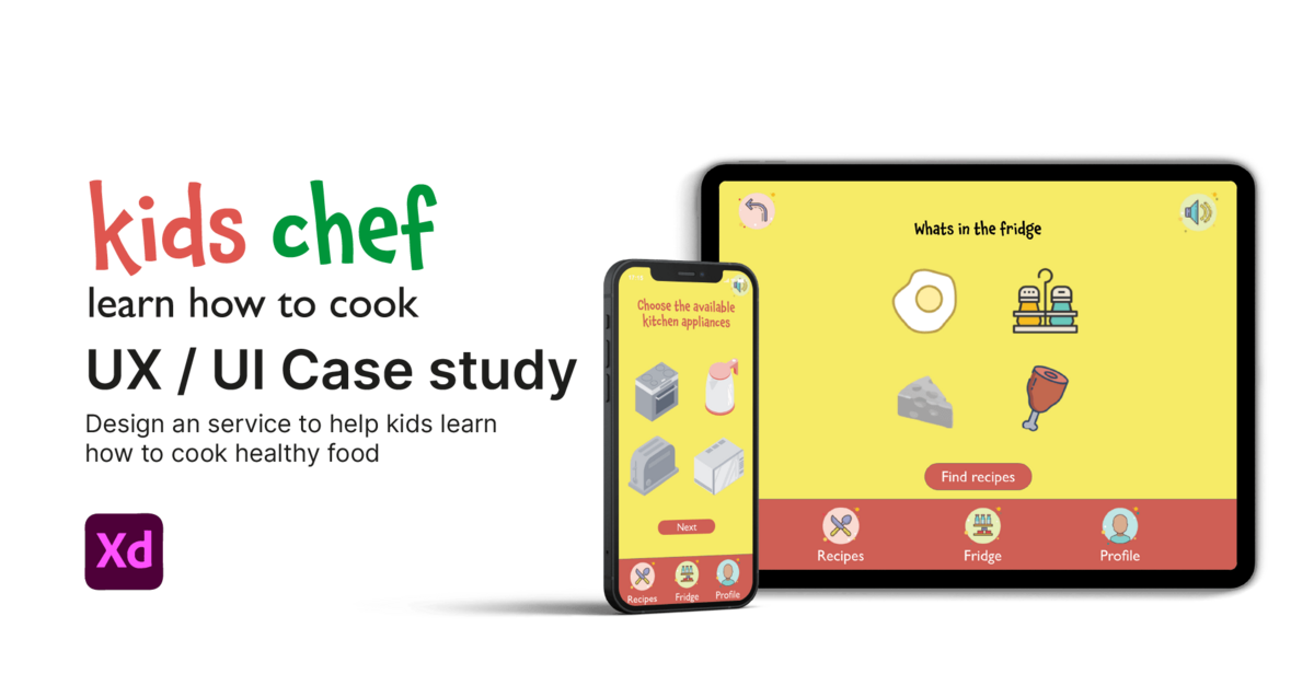 UX design project showing a colorful, kid-friendly healthy food app interface with intuitive navigation and meal planning features

