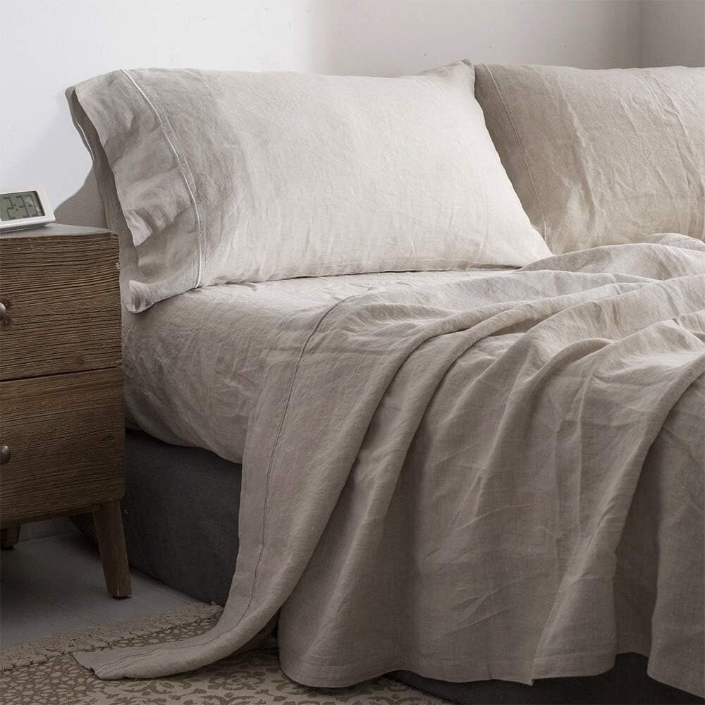 Washed Linen Sheet Set-King Size-Natural