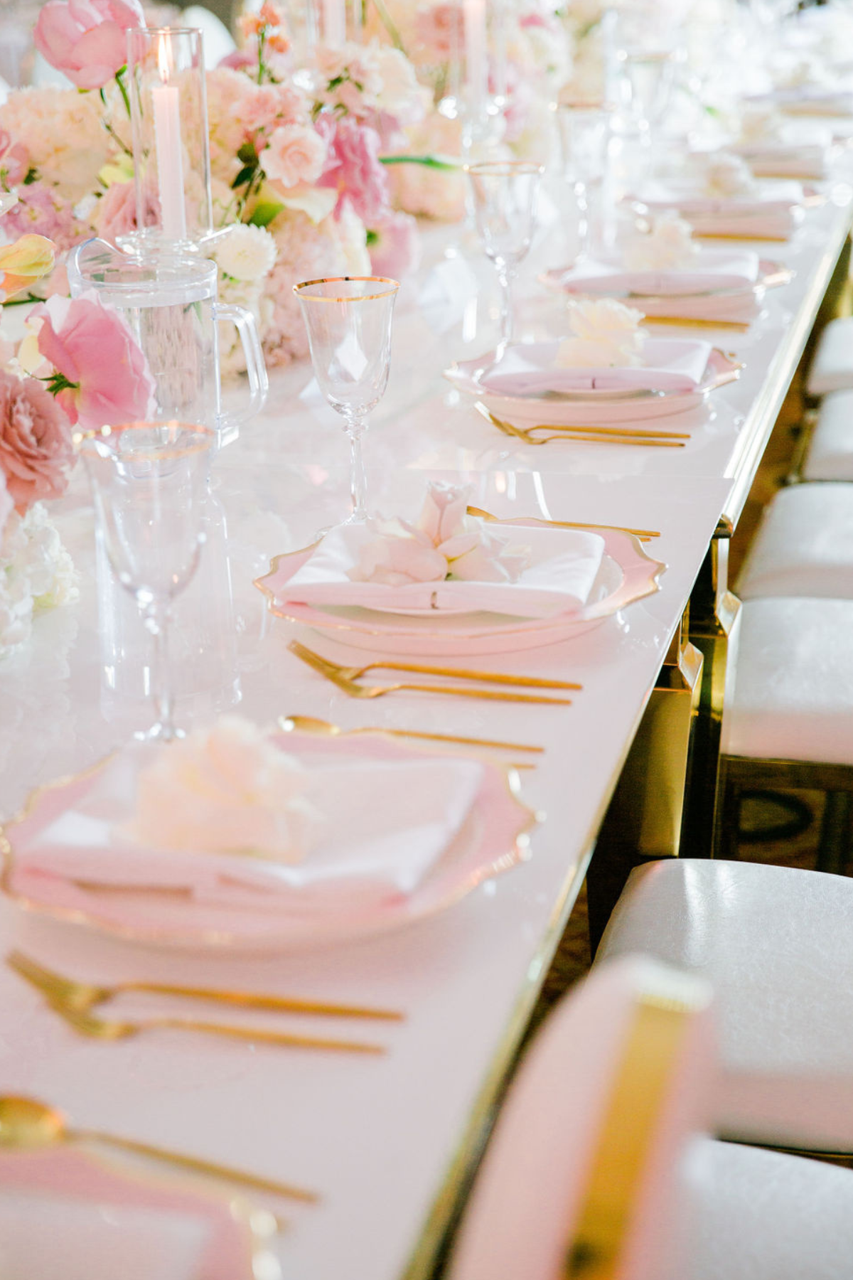 pink-peach-gold-ivory-engagement-party-table-scape-charger-napkin-flatware