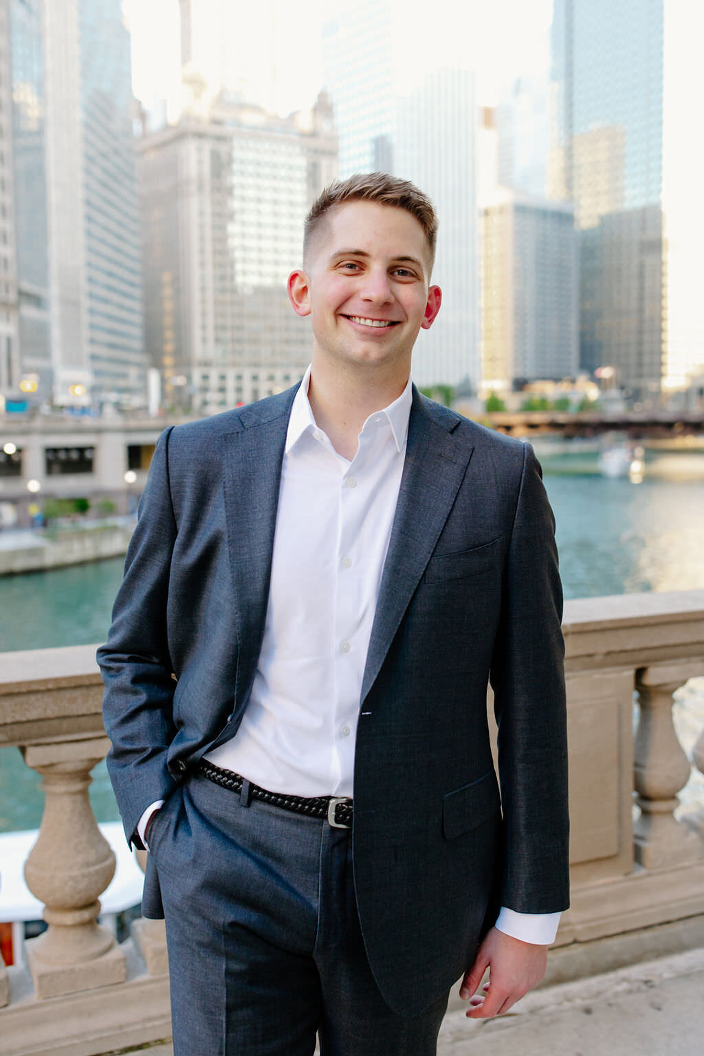 An engagement photography session at The Wrigley Building and North Ave Beach in Chicago, Illinois - 12