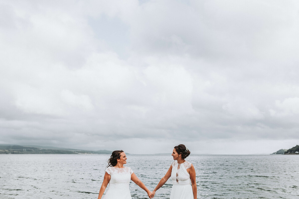 two brides on dunoon beach