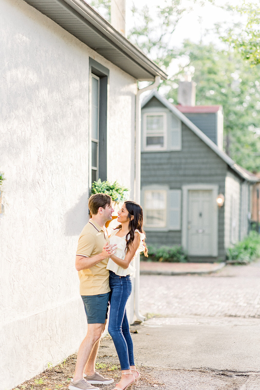 German village engagement session in columbus ohio