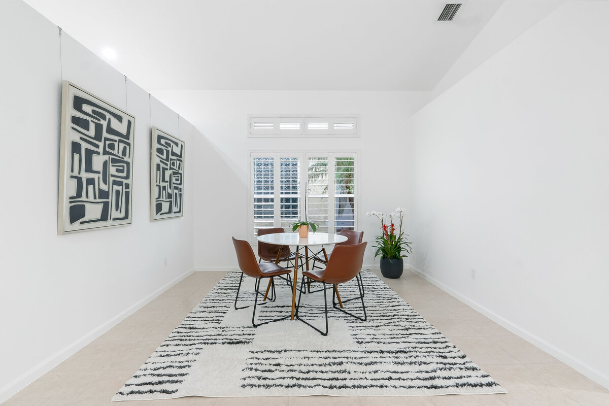 Dining room with abstract art