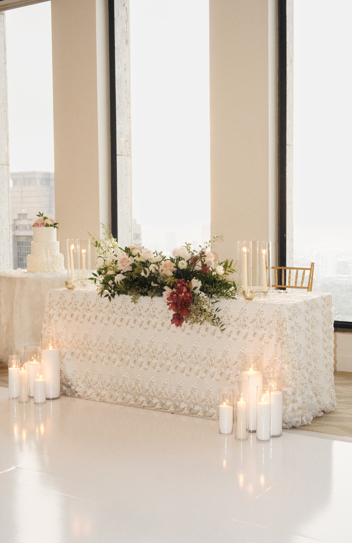 Houston wedding reception, white wedding decor