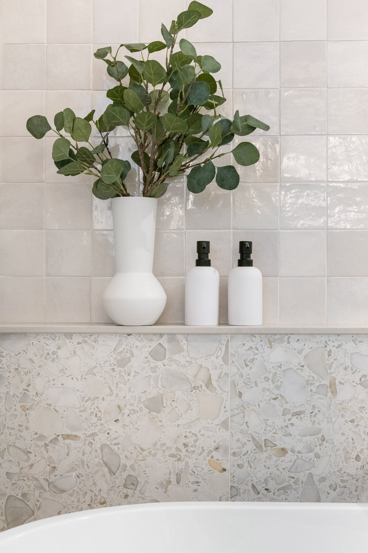 final image of our botanical luxe ensuite bathroom design project