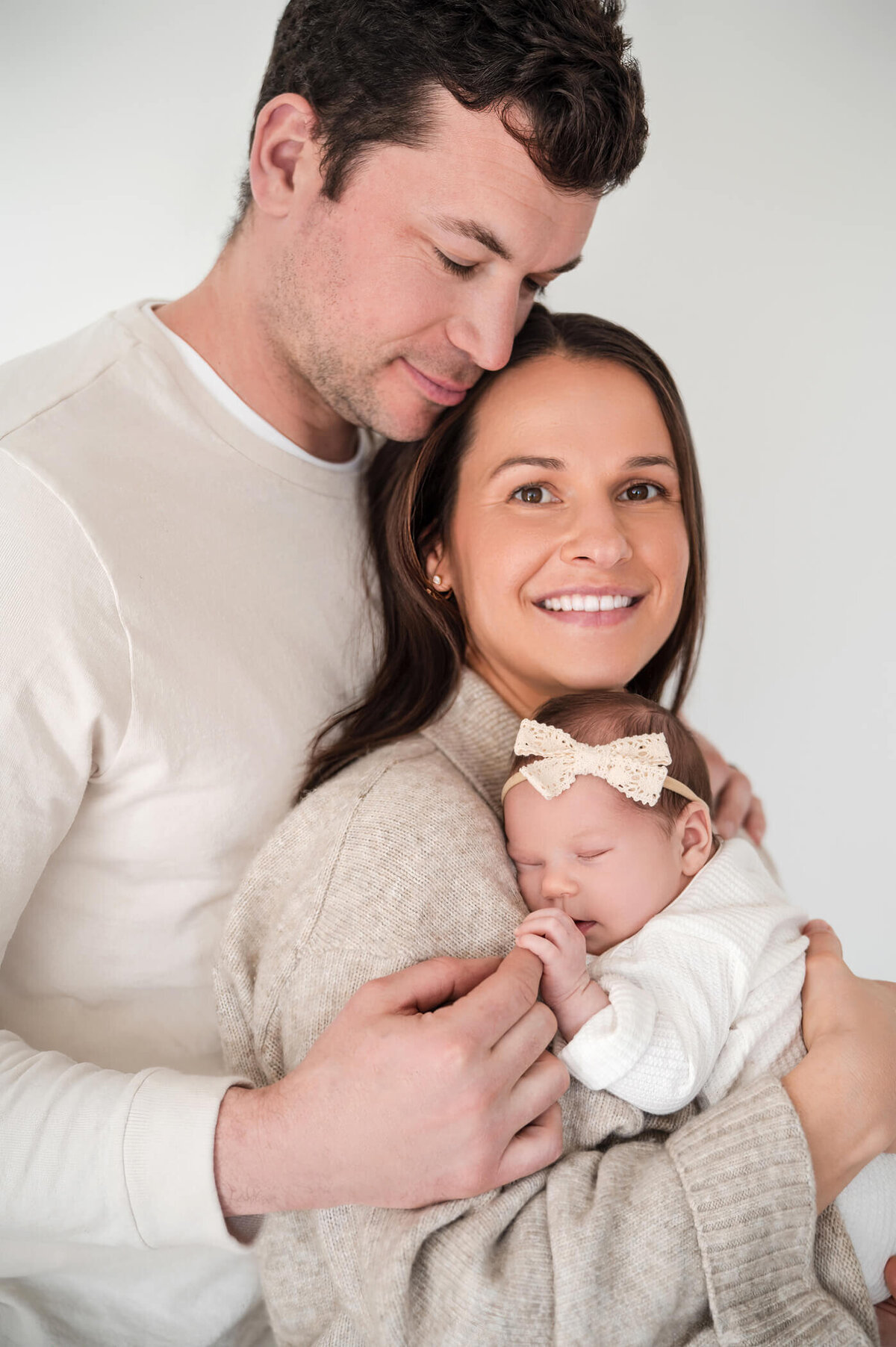 Family newborn photos in a studio