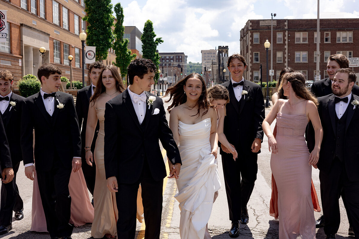 fun-bridal-party-photos-walking-steubenville-ohio