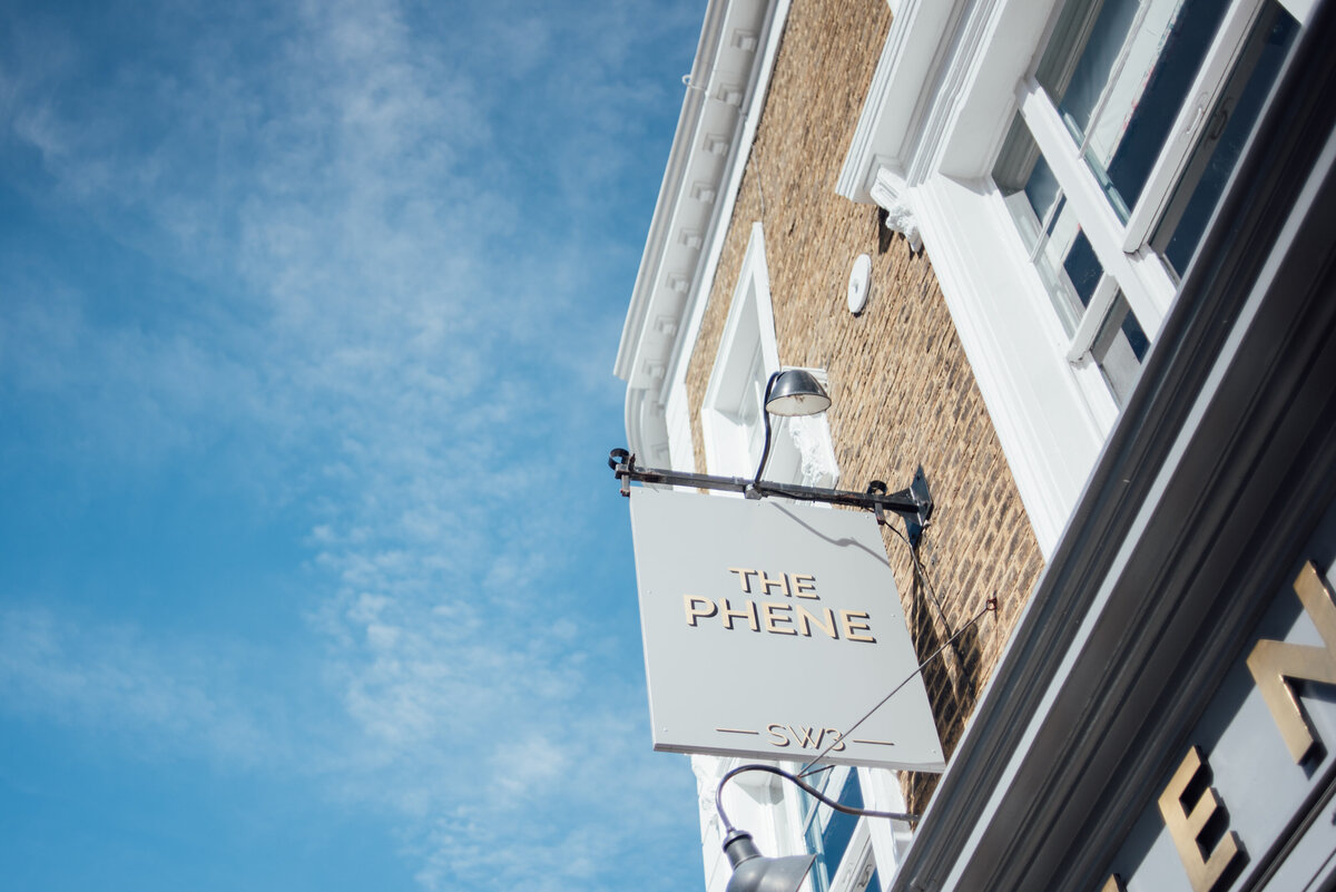 The sign for The Phene SW3 taken by London Wedding Photographer Liberty Pearl