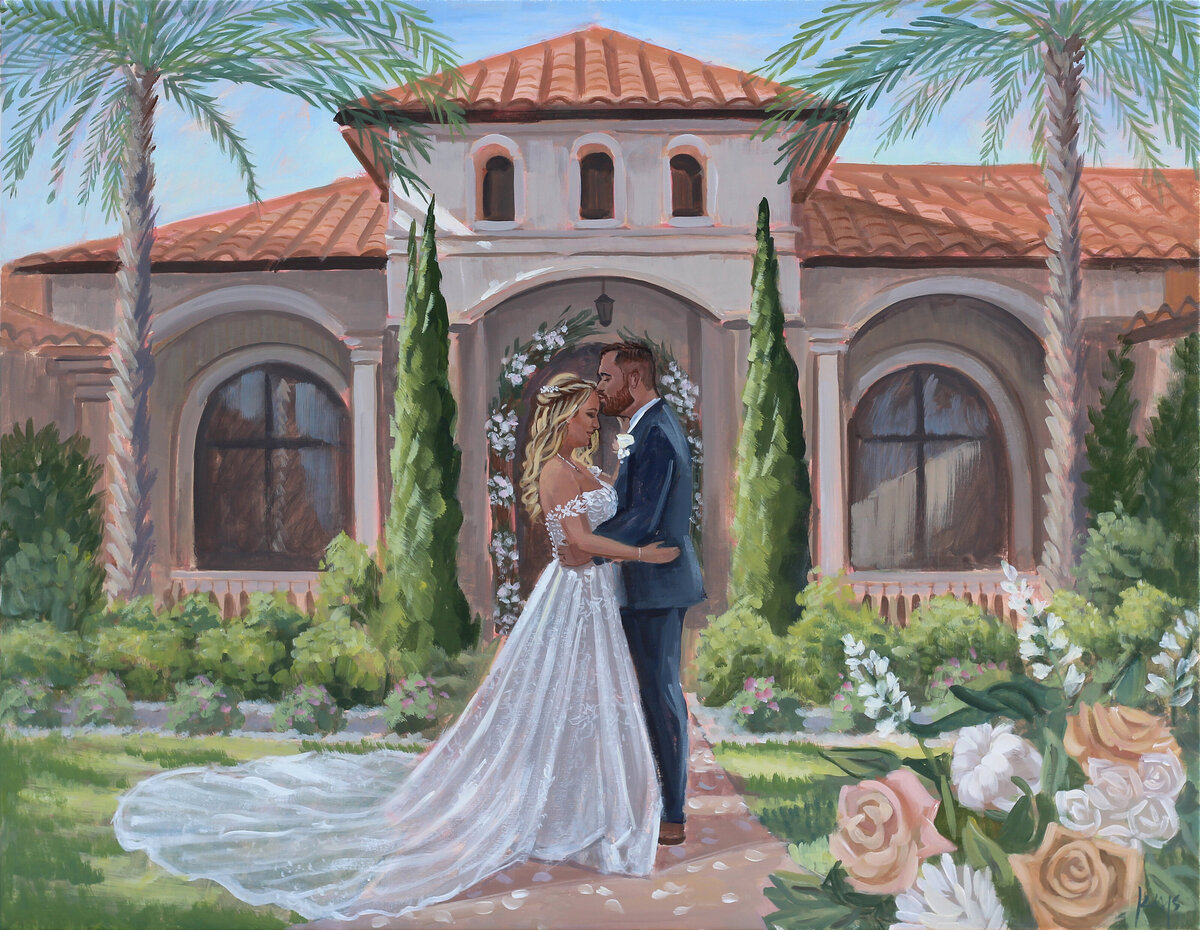 Live Wedding Painter Fort Meyers Florida, Ben Keys, captures ceremony live at la casa toscana