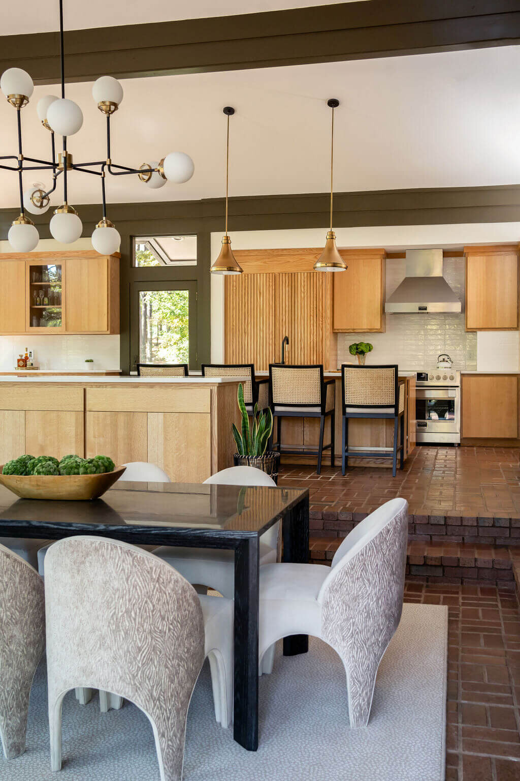 sweet southern home mid mod stairs to kitchen