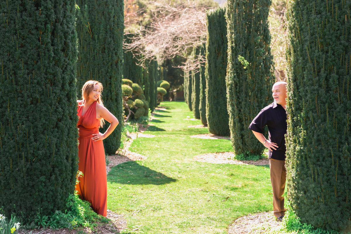 Funny moment during engagement photography at Filoli Garden, San Mateo California