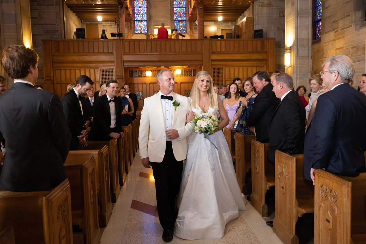 Bride and Dad Enter at Christ the King Wedding Atlanta