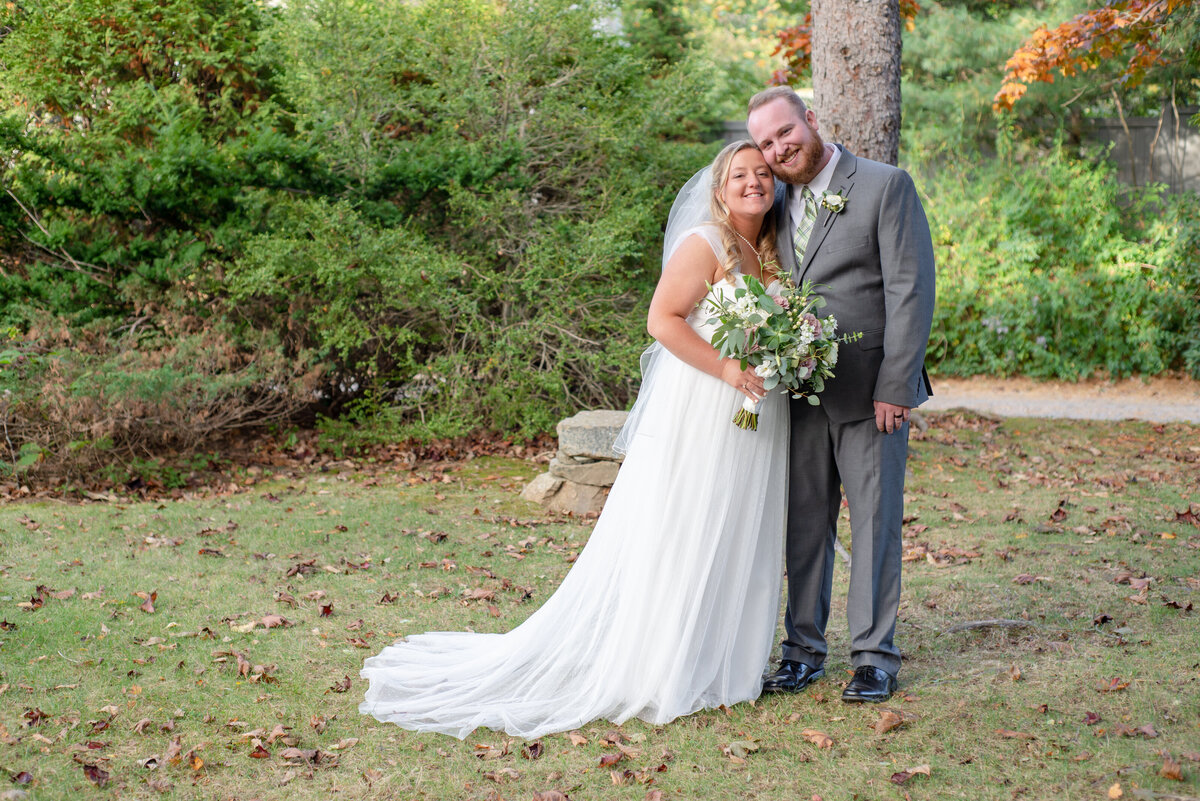 Bride and groom wedding portrait at Fosters Clam Bake York Maine