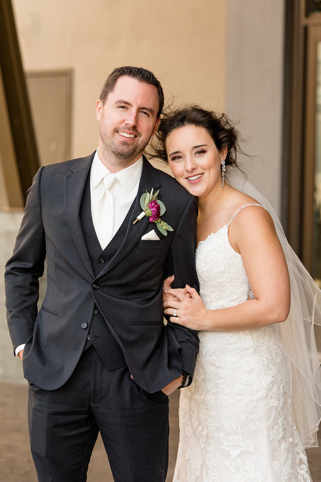 Wedding picture at Hagemeister Park on the patio