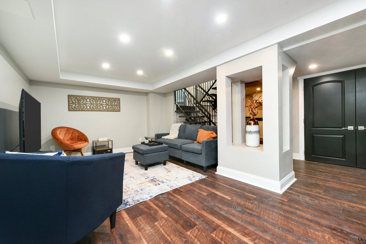 Professionally staged living room designed to maximize home value and buyer appeal