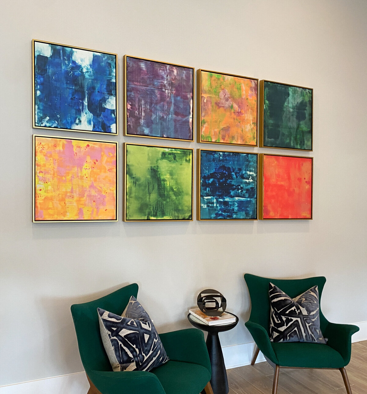 Emily Mann, Ink and Indigo, Custom Giclee Reproductions of Overtone Series from our Fine Art Licensing Line in Moreland Multi Family Residential Project