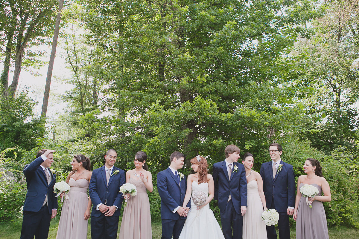 Outdoor NJ Spring Wedding Taupe & Navy Blue Bridal Party