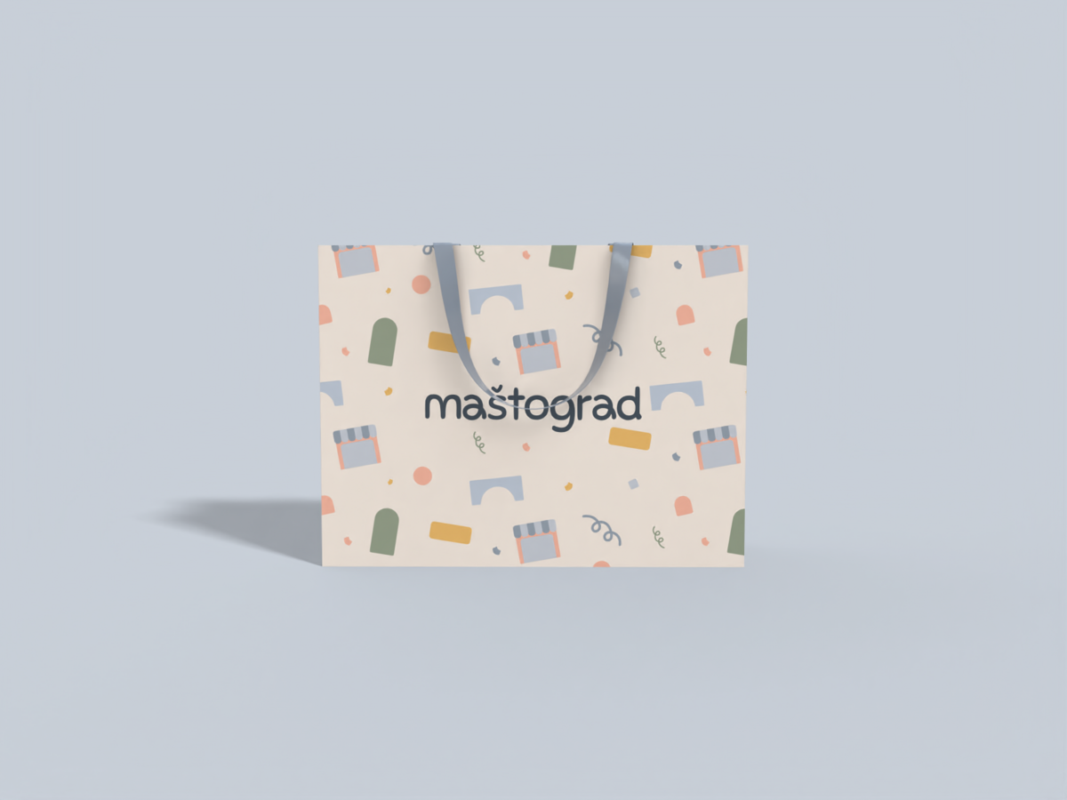 Mockup of a paper bag for the brand Mastograg