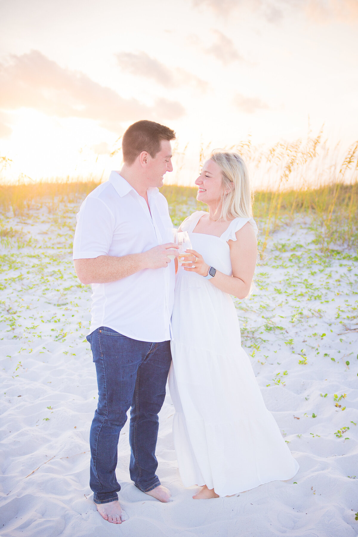 champagne celebration for fiancees