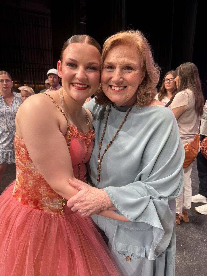 High school dancer with miss patti after recital