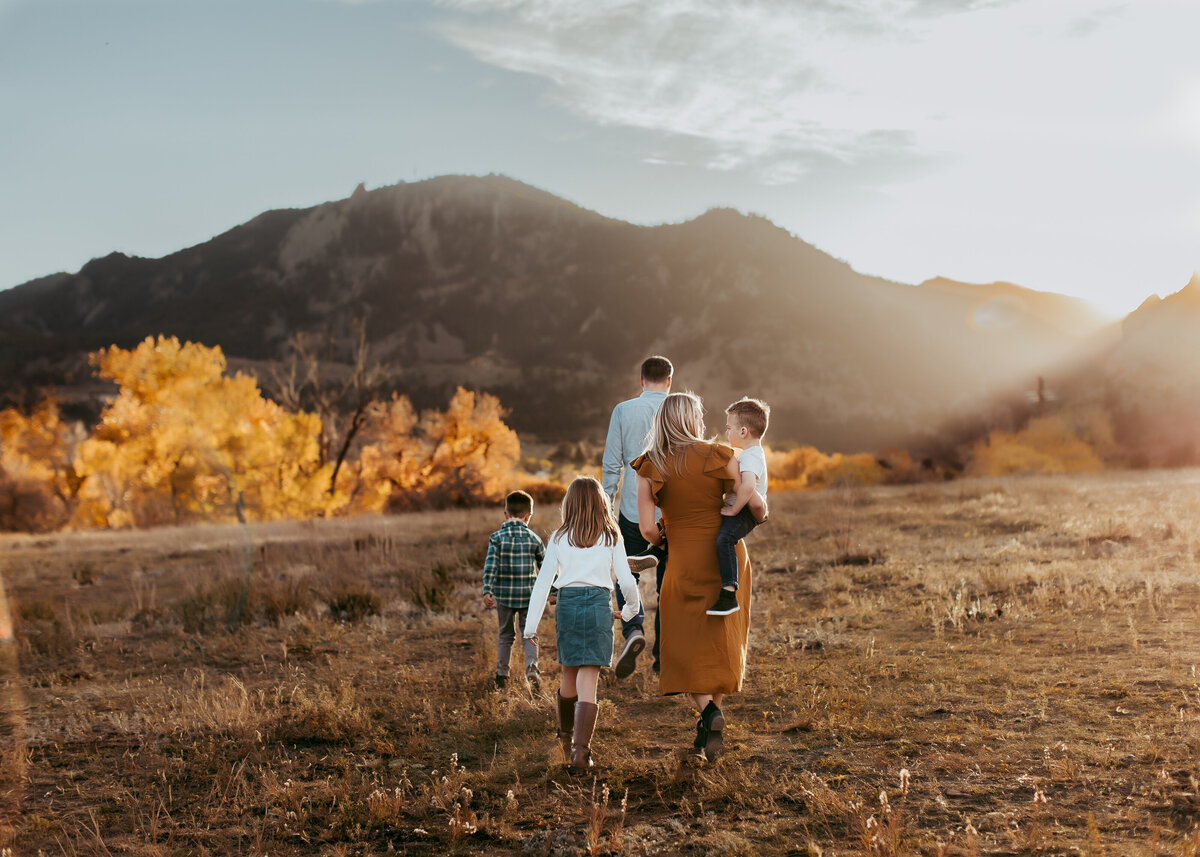 fall family photography session in Boulder Colorado at sunset with Erin Jachimiak Photography