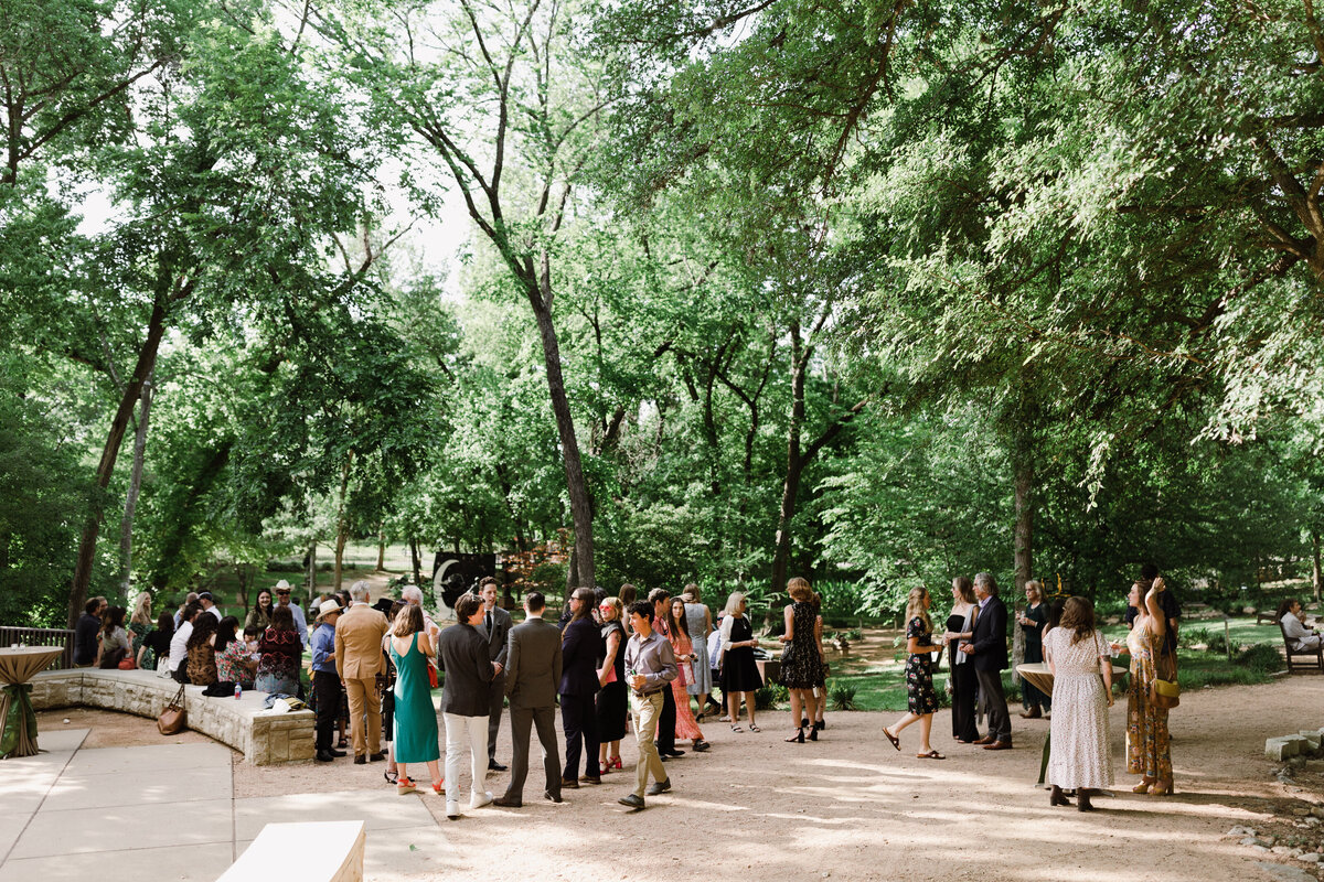 Wedding guests at Umlauf Sculpture Garden Wedding, Austin