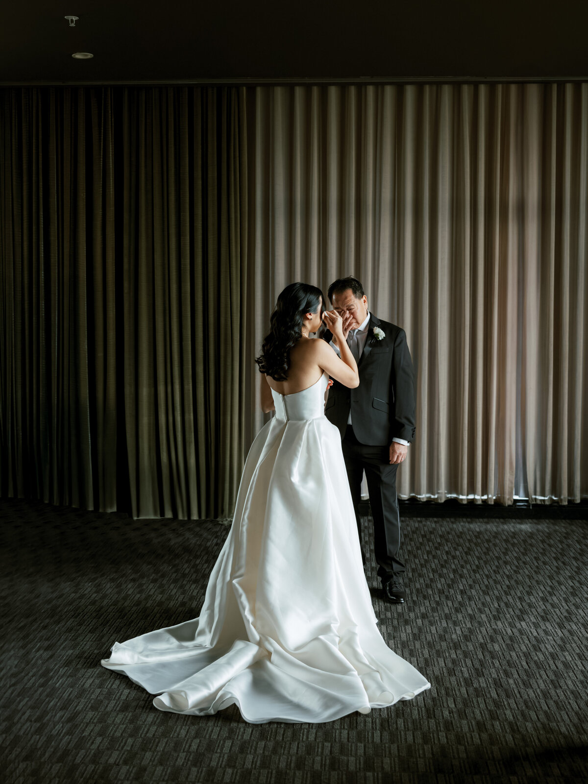 A photo of the couple during their first look at the Hotel Zaza
