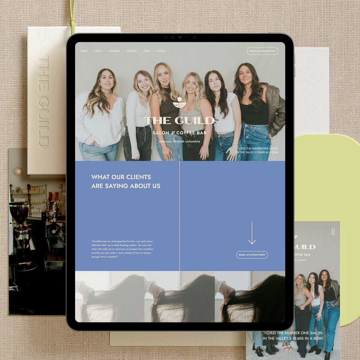 Services website page design laptop mockup for Vamp Cosmetic
