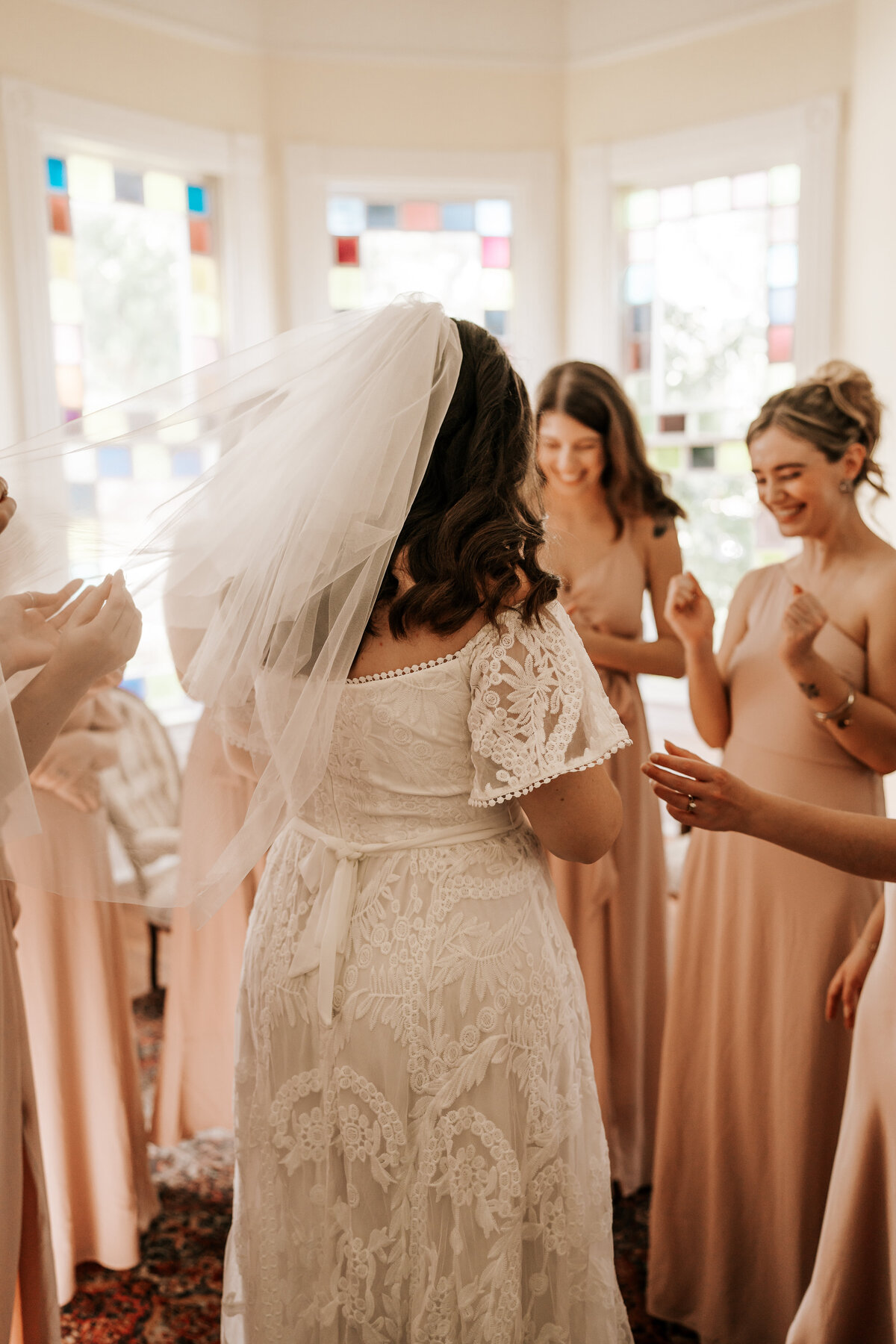 Bride First Look With Bridesmaids