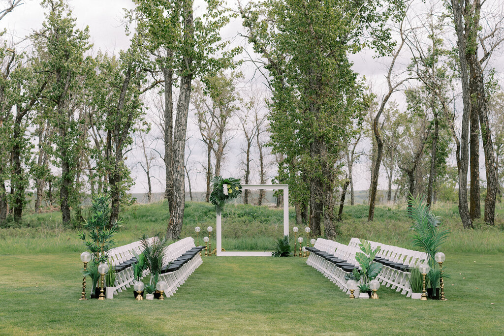 Sugar Pine Island, a romantic wedding venue in Foothills, Alberta, featured on the Brontë Bride Vendor Guide.