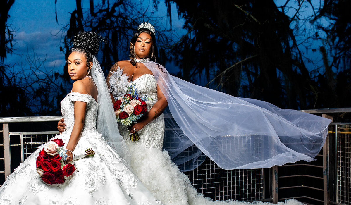Black wedding same sex at Savannah Rapids Pavillion decor by Couture Events