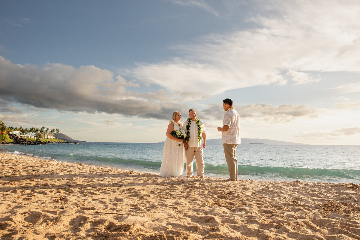 Maui Wedding Photographer captures bride and groom intimate beach wedding