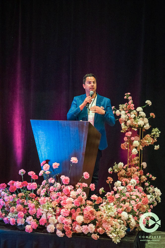 NACE Milwaukee Tickled Pink Soiree stage florals david caruso-7