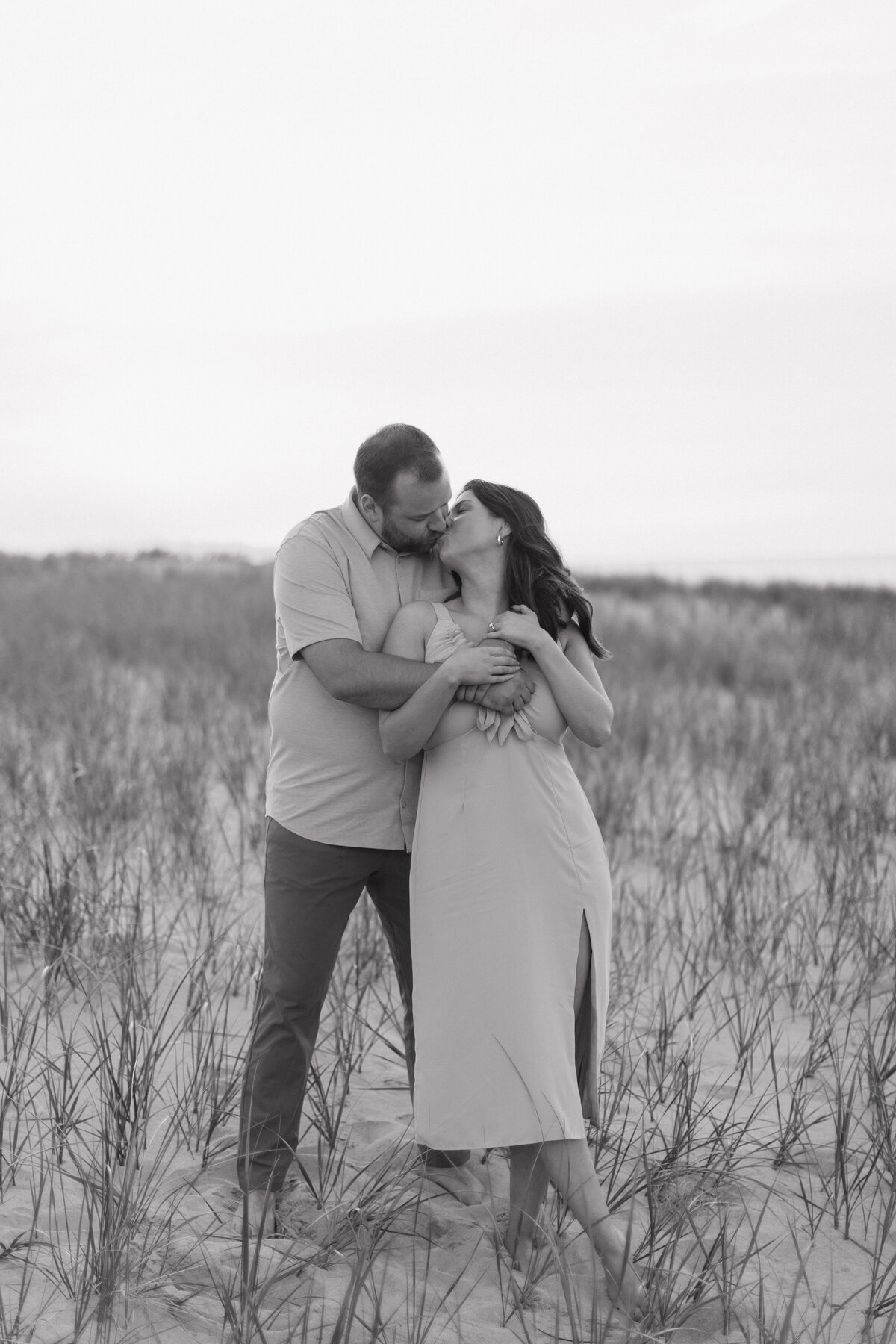 Black and white Indianapolis engagement photography portrait