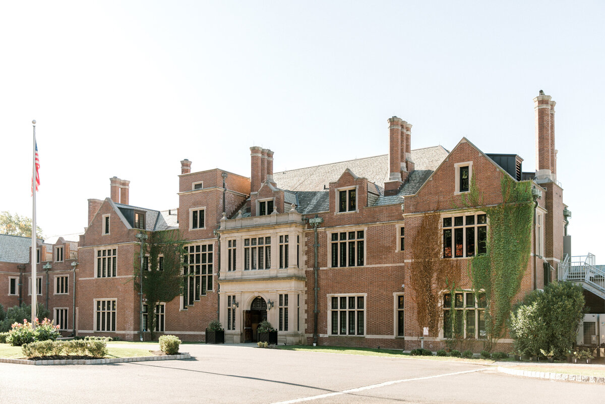 front of pendry natirar mansion in peapack, nj