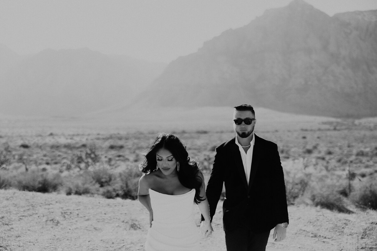 Fossil Beds Engagement in Vegas Nevada Black and White