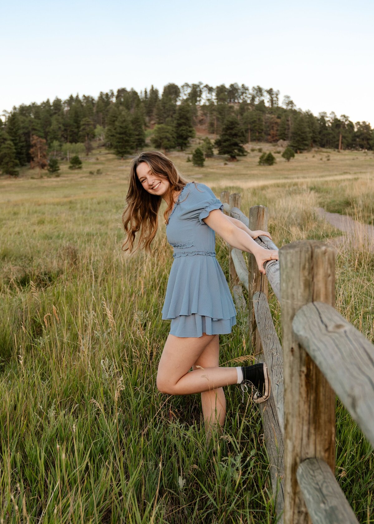 denver senior photography - girl in blue dress