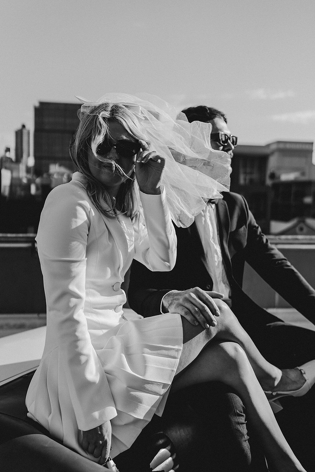 brisbane rooftop elopement and convertable car