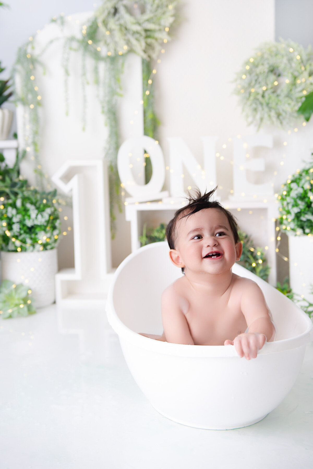 milkbath and cake smash greenery