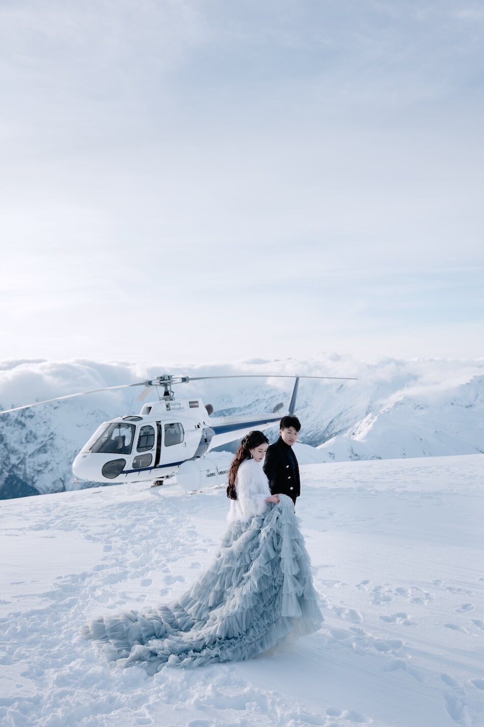 Helicopter wedding photoshoot, Dragonfly Peak, Wanaka.