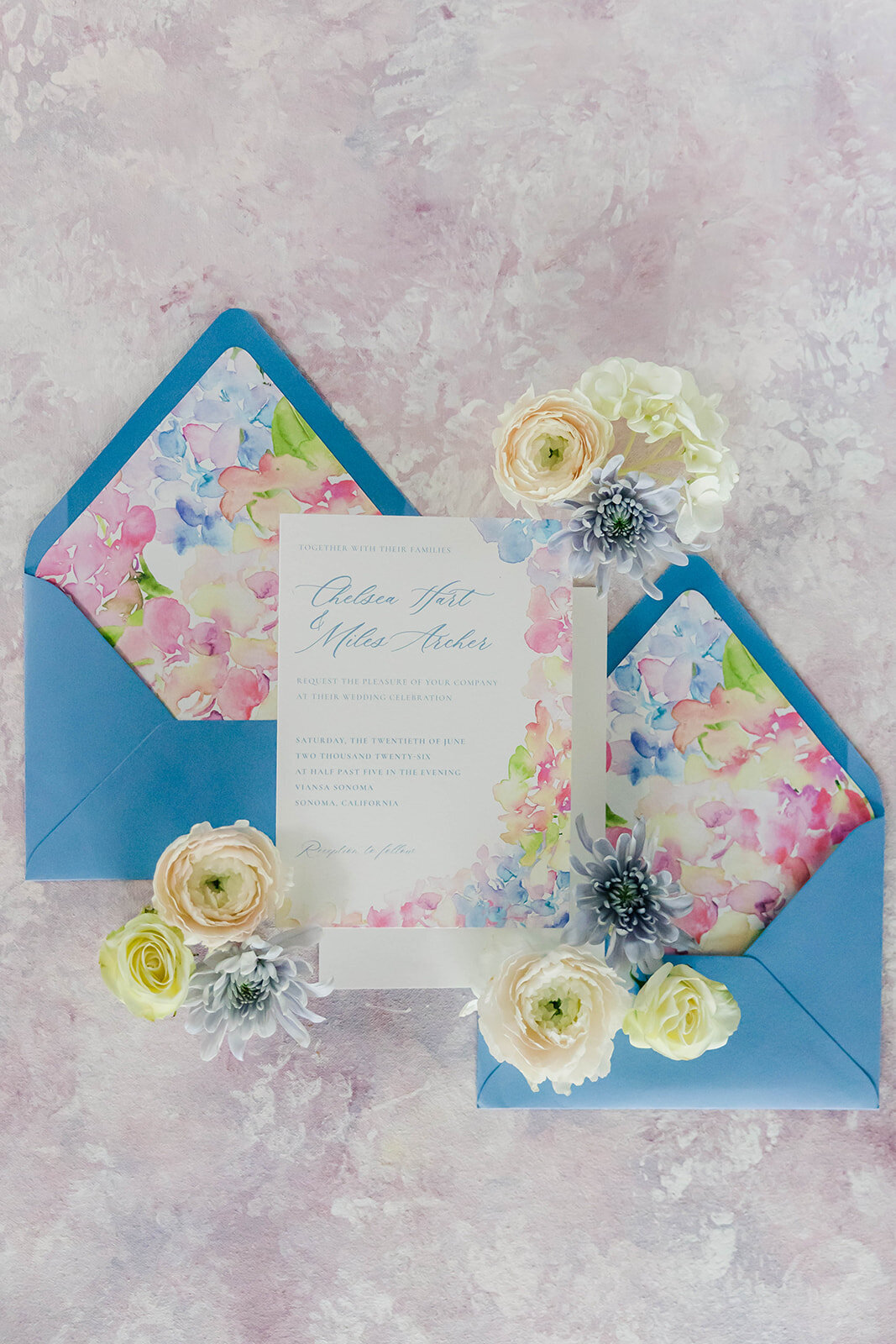 main-invite-and-envelope-watercolor-floral-liner-flatlay