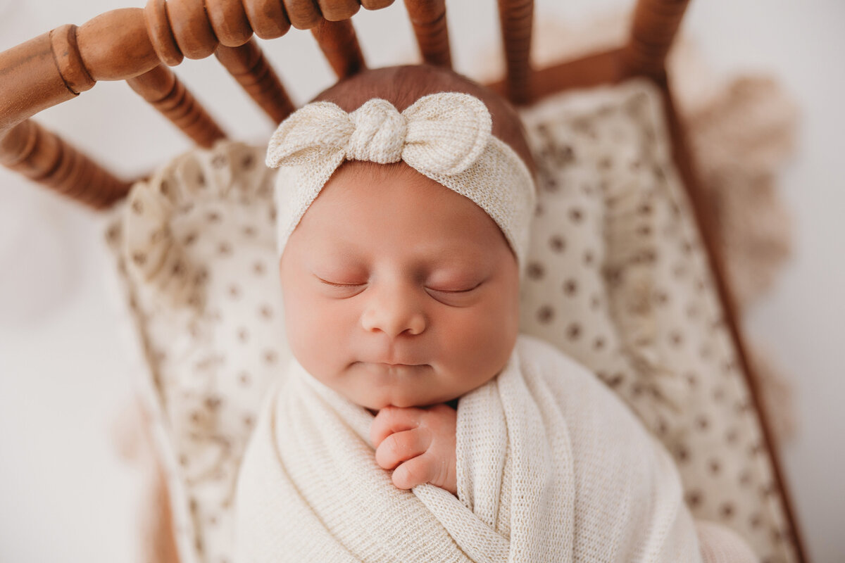 close up of newborn baby face for baby portaits
