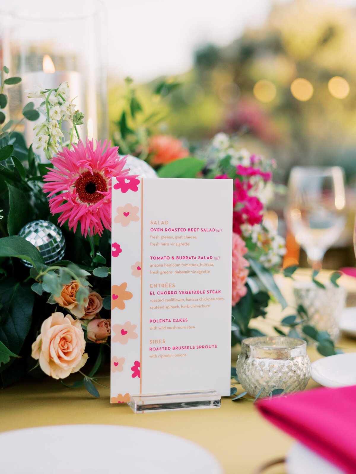 retro-wedding-disco-ball-floral-menu-arizona