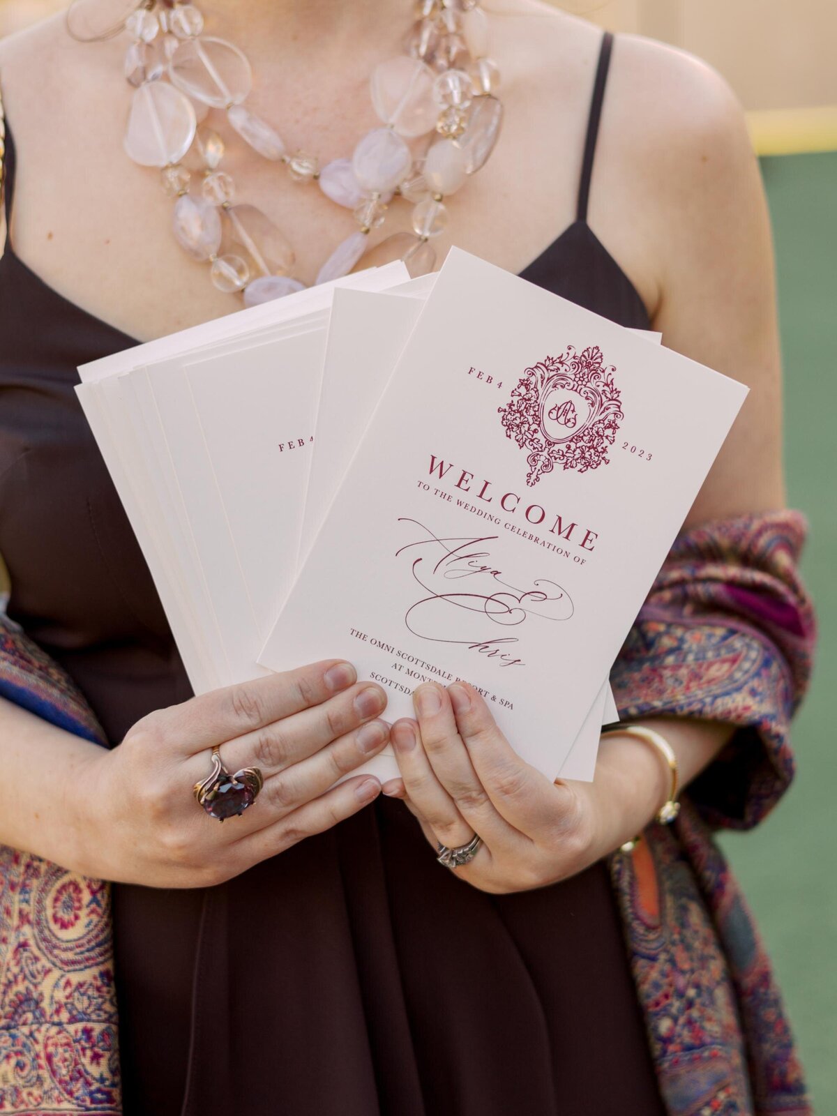 elegant-wedding-welcome-program-red-script